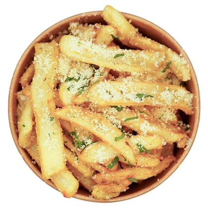 Cartofi prajiti de casa cu parmezan ras si mujdei