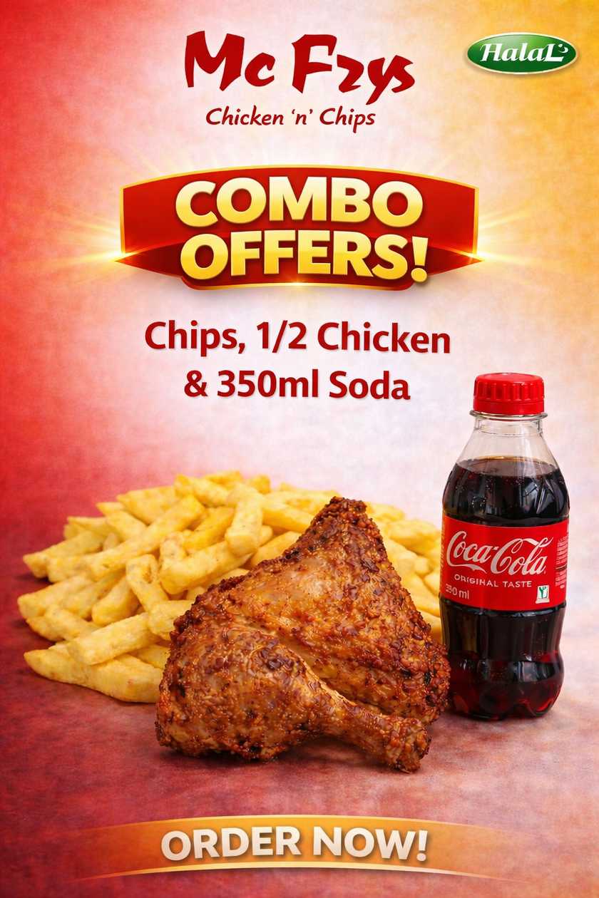 Half Chicken with Chips and Soda