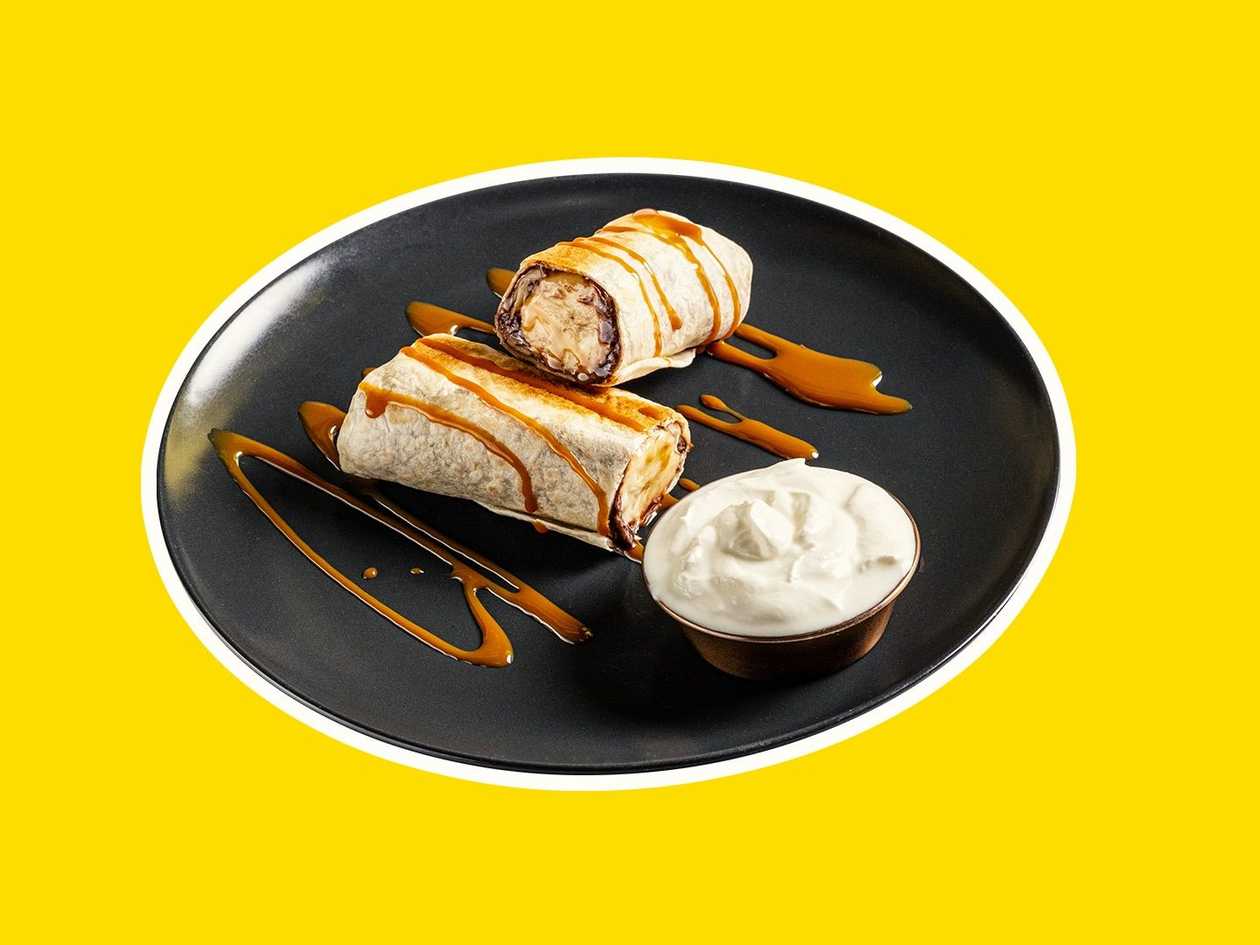 Banana with chocolate in a tortilla