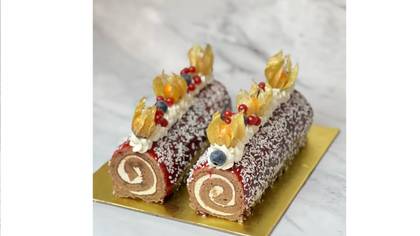 Chocolate Cherry Cream Roll