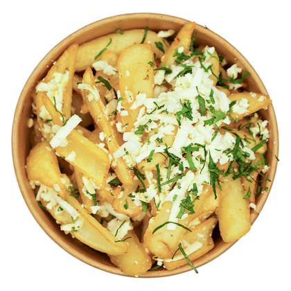 Cartofi prajiti de casa cu telemea si mujdei