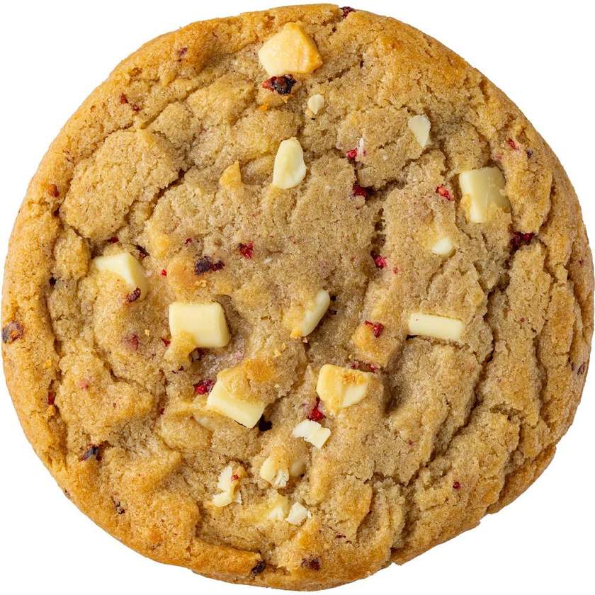 NOU! Cookie cu bucăți de ciocolată albă și aromă de zmeură