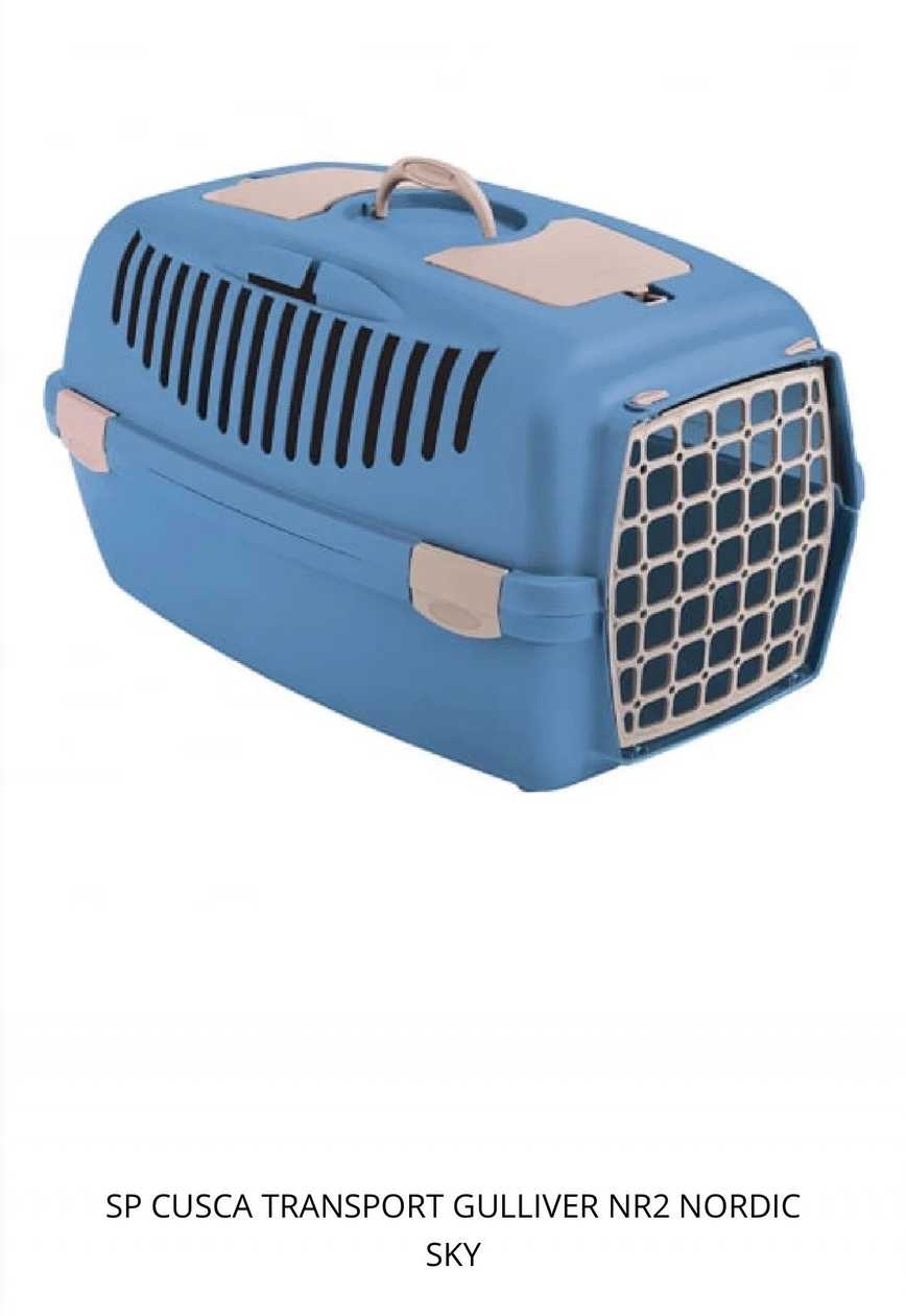 STEFANPLAST Gulliver No. 2 Transport Cage with Plastic Door, Nordic Sky, 55x36x35 cm