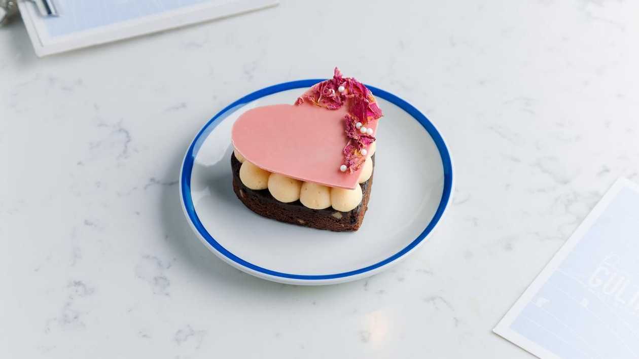 Walnut Brownie with Pink Chocolate Crust