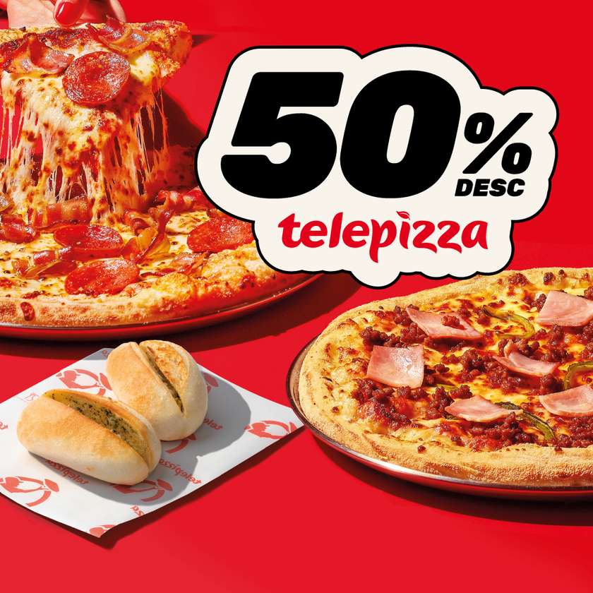 50% off: 2 Medium Pizzas + 2 Garlic Breads