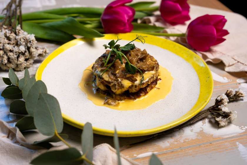 Potato Pancakes with Cheese Sauce