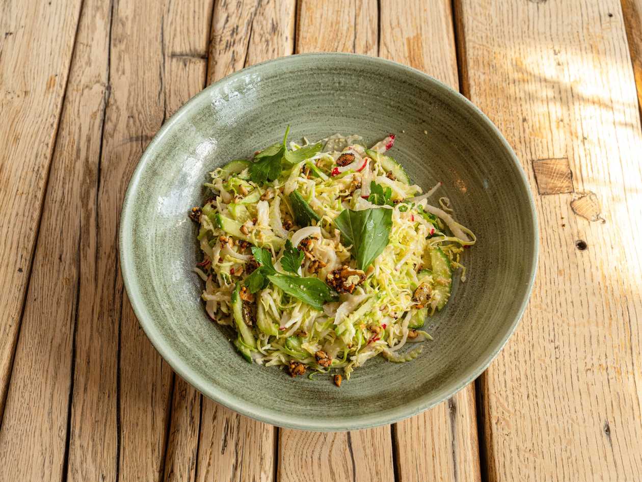 Salad with Young Cabbage, Radish and Sesame Sauce