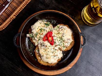 Potato Pancakes with Mushroom Sauce and Mozzarella (250g)