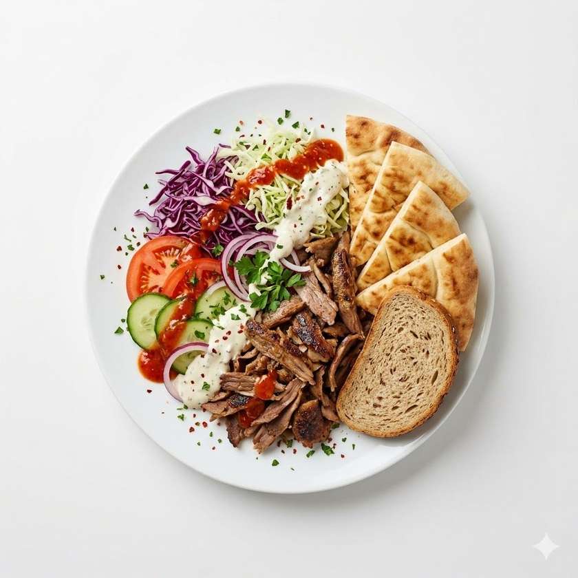 Kebab Talíř S Chlebem - Malý / Velký