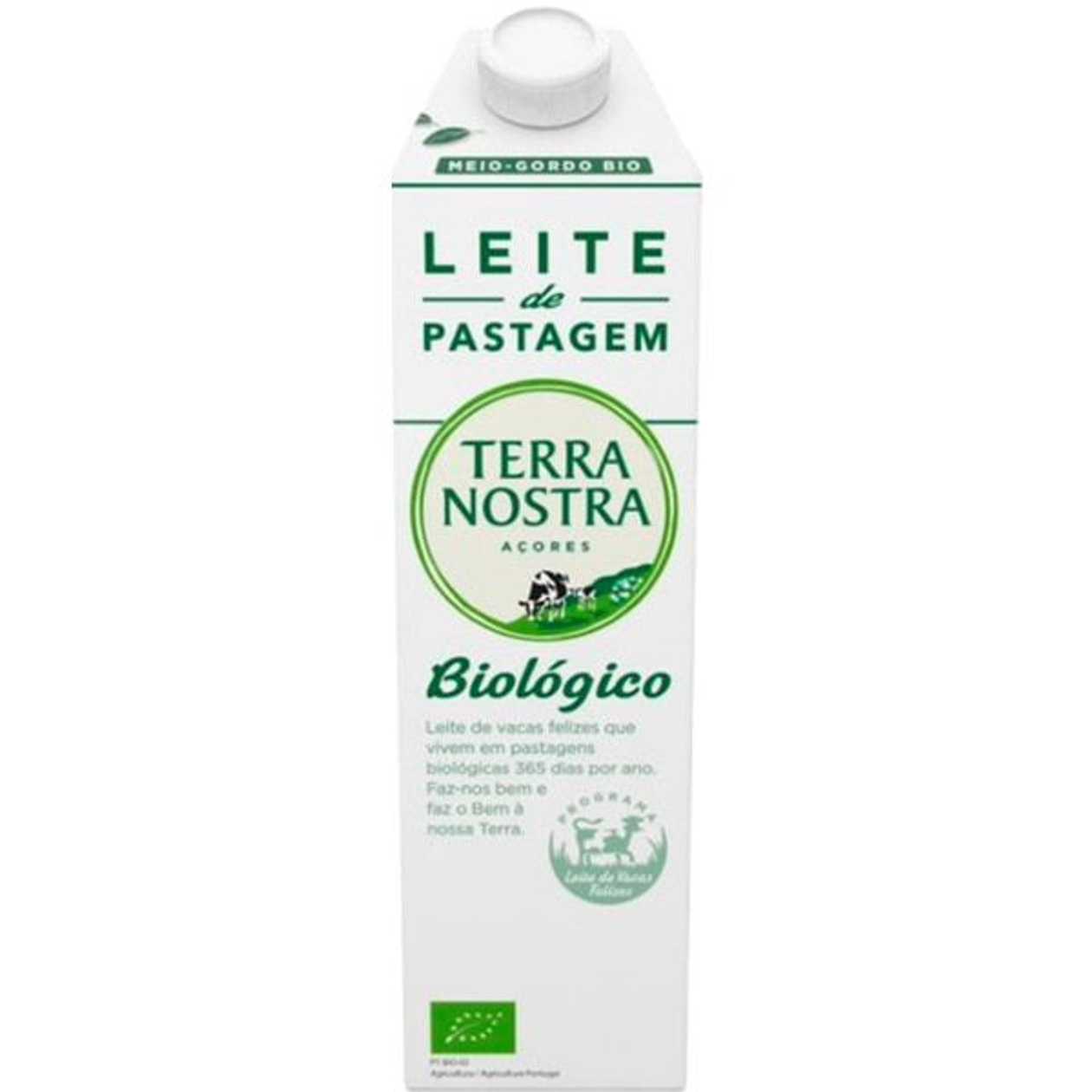 Terra Nostra Leite de Pastagem Meio Gordo Biológico embalagem 1 L