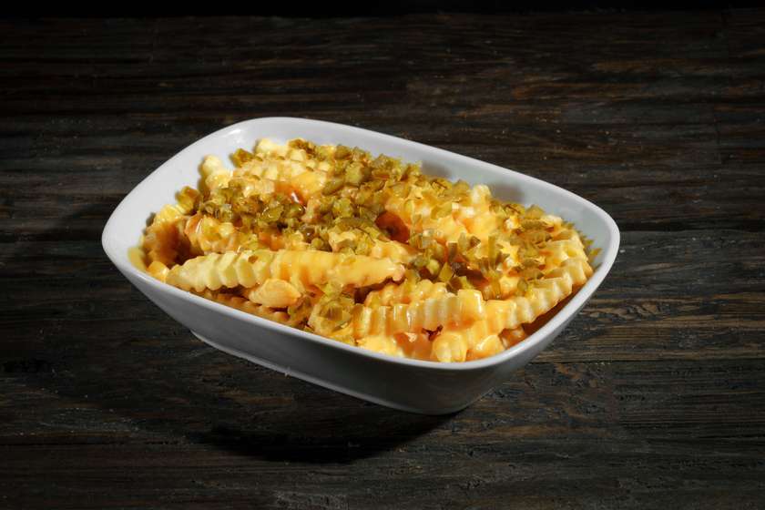Fries with Jalapeños and Cheese Sauce