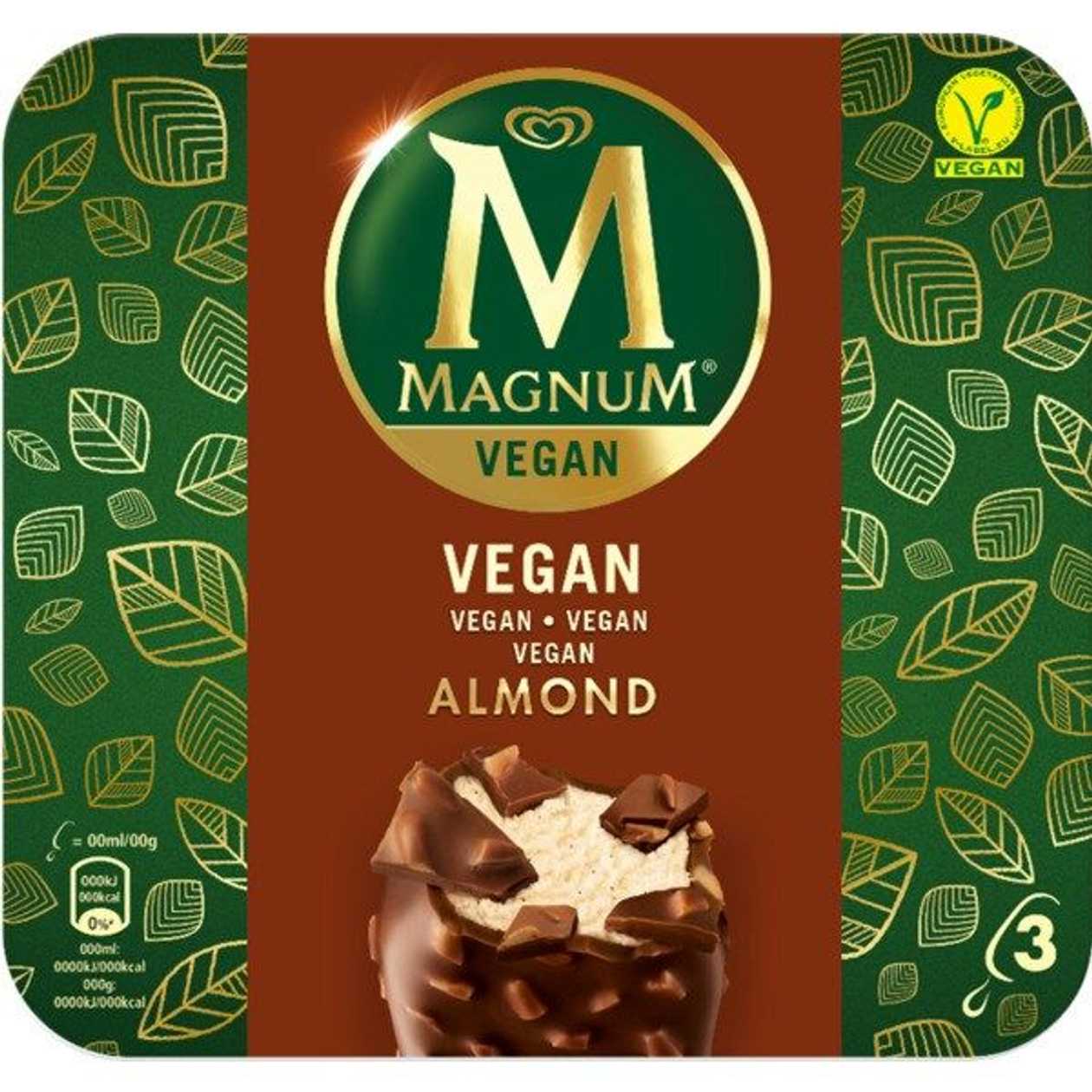 Magnum Gelado Vegan de Amêndoas Pack 3 embalagem 90 ml