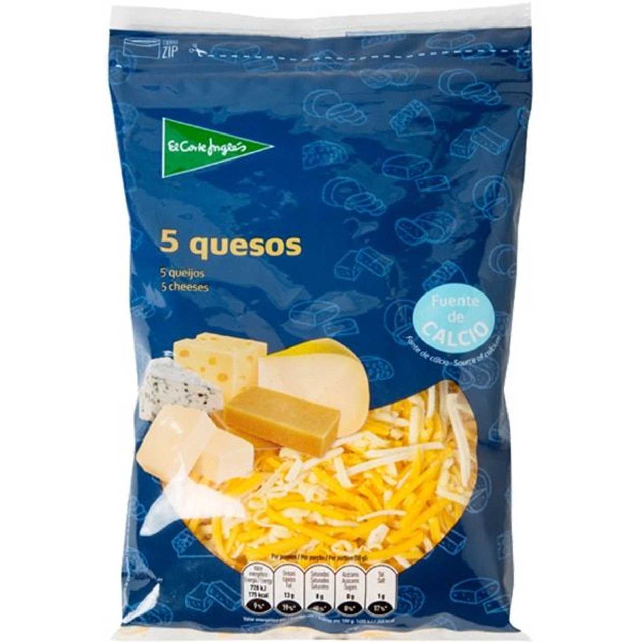 El Corte Inglés Queijo Ralado Cinco Queijos embalagem 200 g