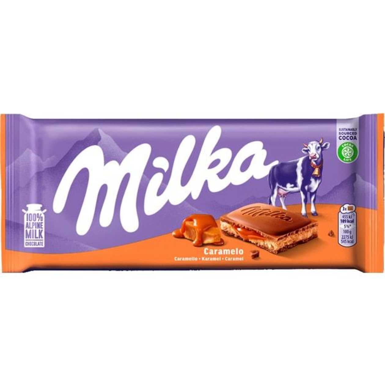 Milka Chocolate de Leite Recheado com Caramelo embalagem 100 g