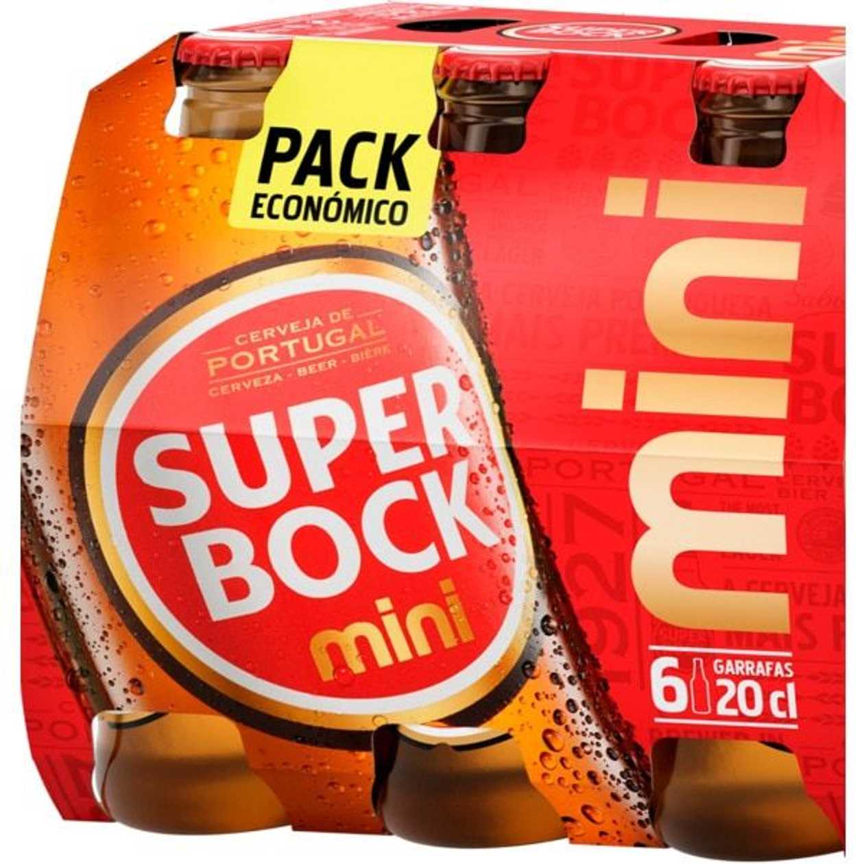 Super Bock Cerveja Mini Nacional Branca Pack 6 unidades embalagem 20 cl