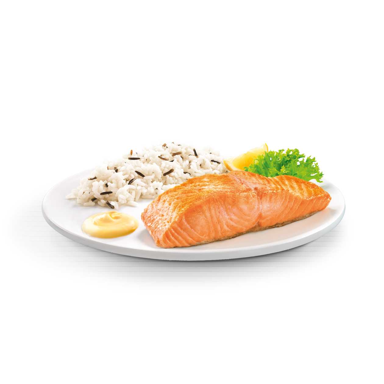 Norwegian Salmon Fillet (premium) + garnish + sauce & lemon
