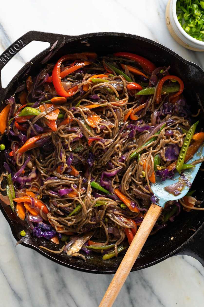 Stir fried veg and noodles in teriyaki sauce