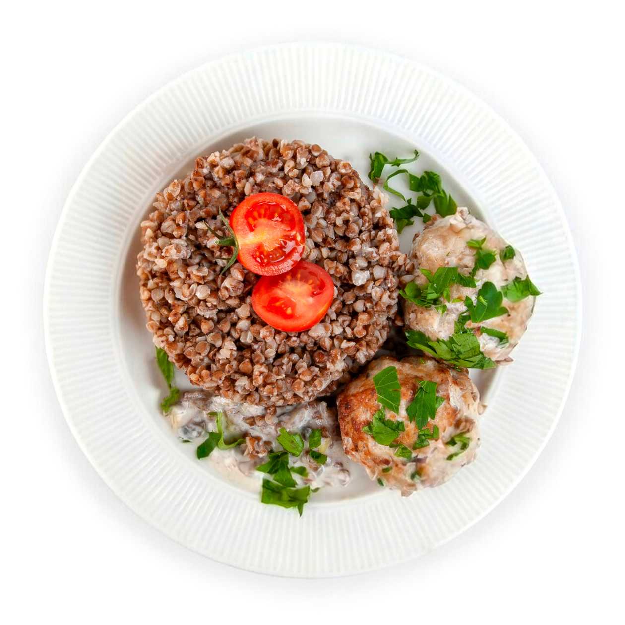 Buckwheat with Chicken Meatballs and Mushroom Sour Cream Sauce 400g