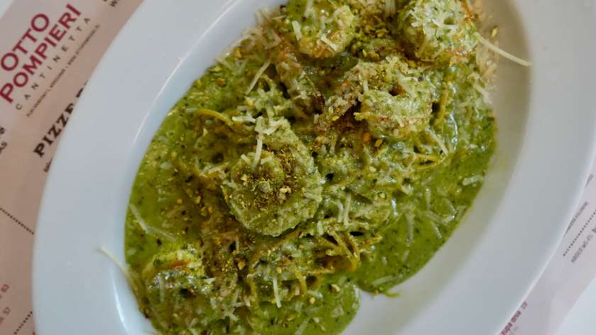 Spaghetti with Pistachio and Shrimp