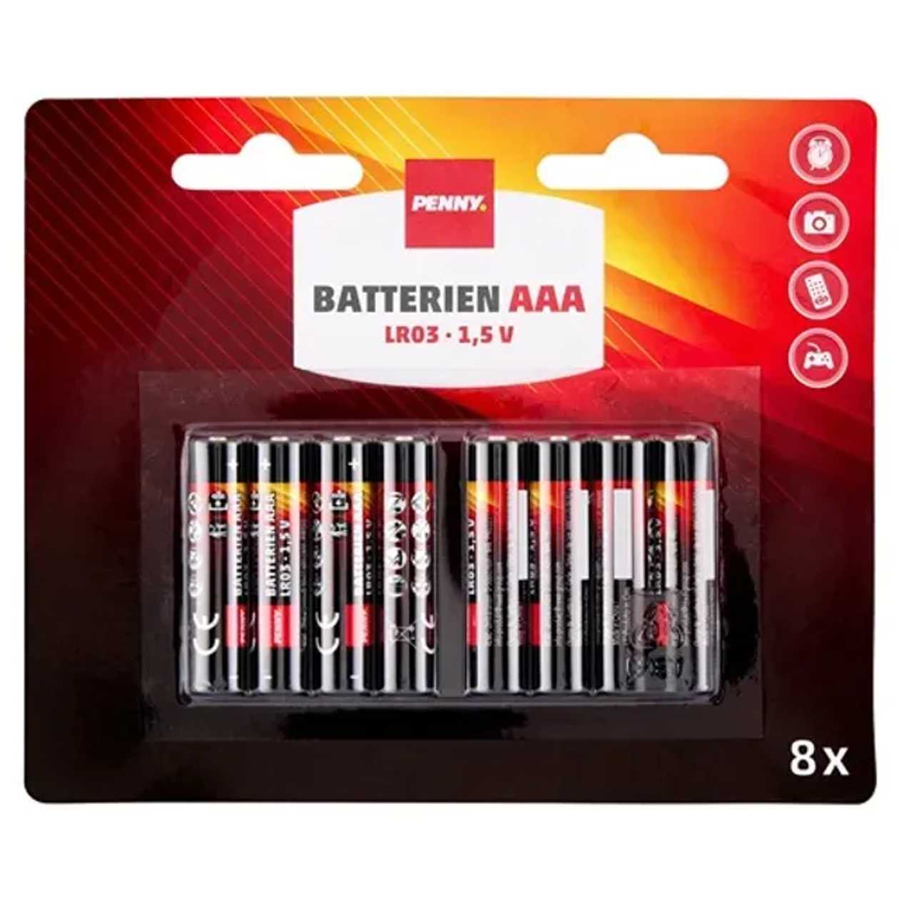 PENNY baterie AAA LR03 1,5 v 8 buc