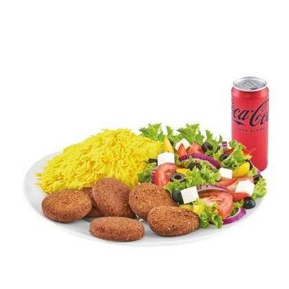 Falafel box rice, coca-cola 0,33l