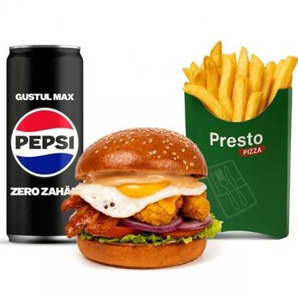 Meniu Presto burger pui mediu
