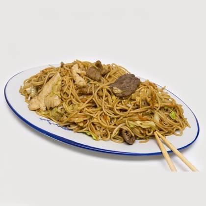 Spaghetti with Three Types of Meat + Three Types of Meat with Vegetables + Roll