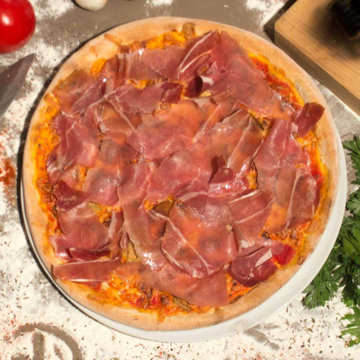 Pizza Crudo e Porcini