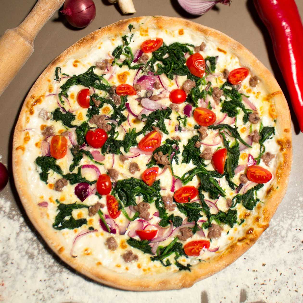 Pizza Salsiccia e Spinacci