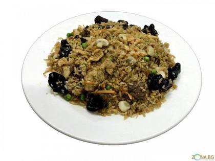 Rice with Mushrooms, Mu'ar Mushrooms, Bamboo, and Soy Sauce