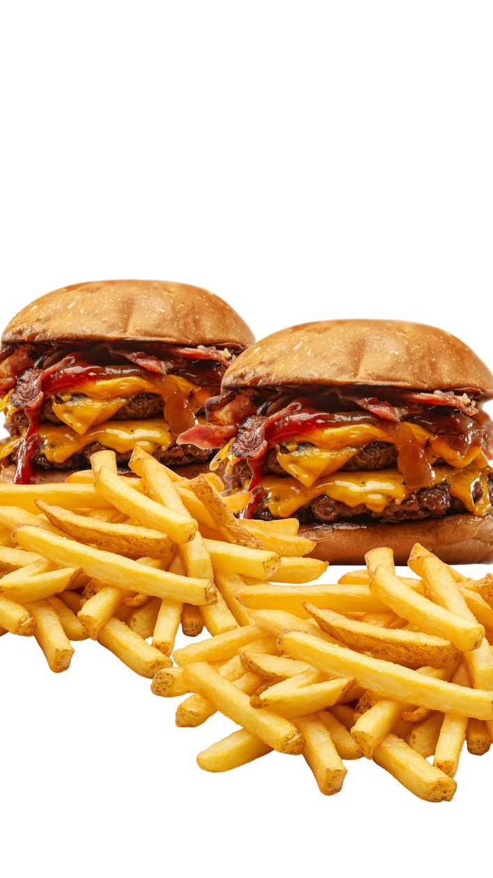 2X Smokey SHASHED Burger + 2x Fries