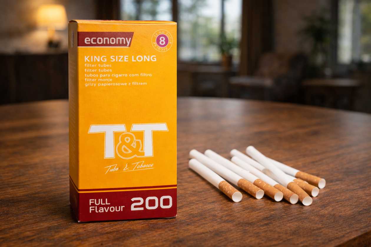 T&T Economy King Size Filter Tubes – Full Flavour (200 ədəd)