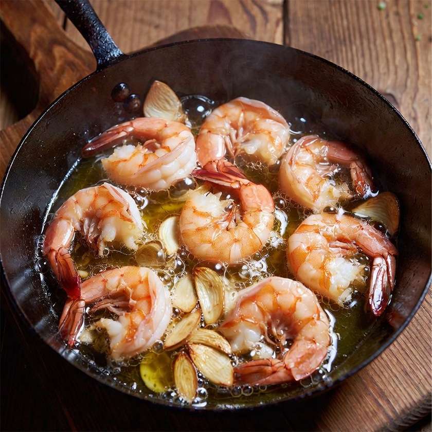 Creveți cu usturoi la tigaie (recomandat)