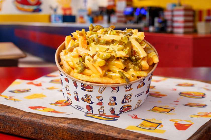 Fries with Jalapeños and Cheese Sauce
