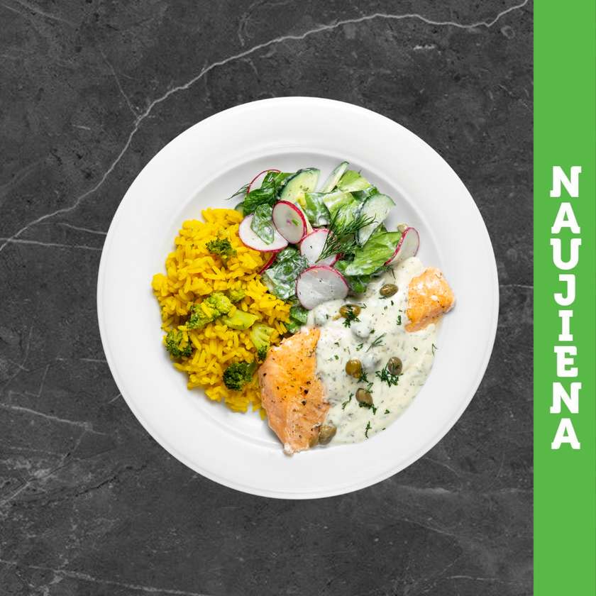 Garinta lašiša citrininiame kaparėlių padaže