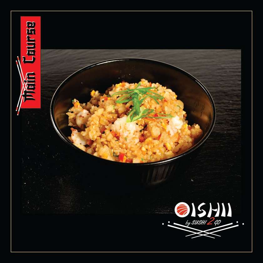 Fried rice with salmon