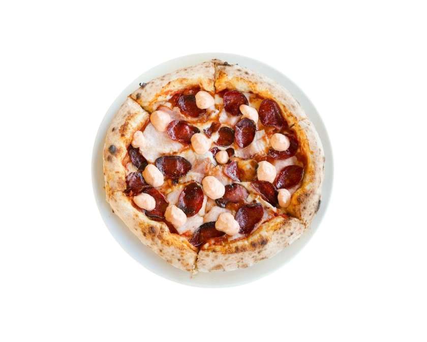 Meat Pizza with Feta Cream