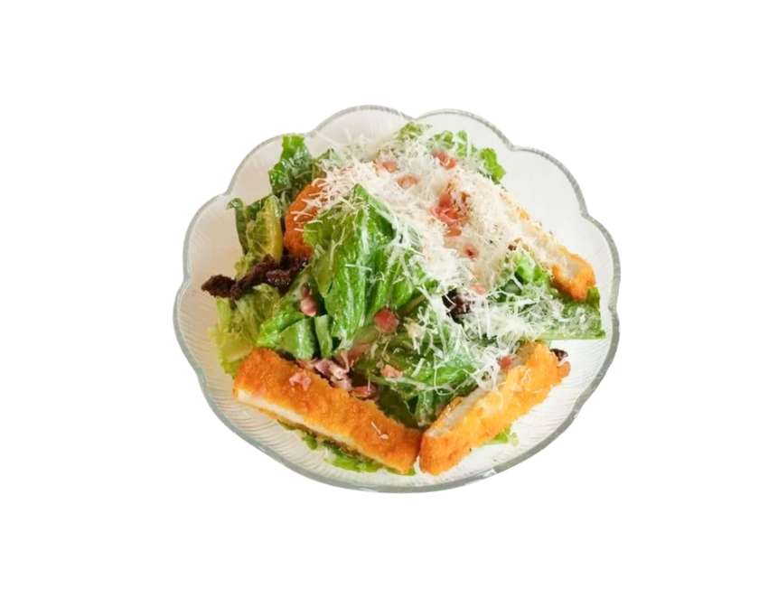 Caesar Salad with Chicken Schnitzel