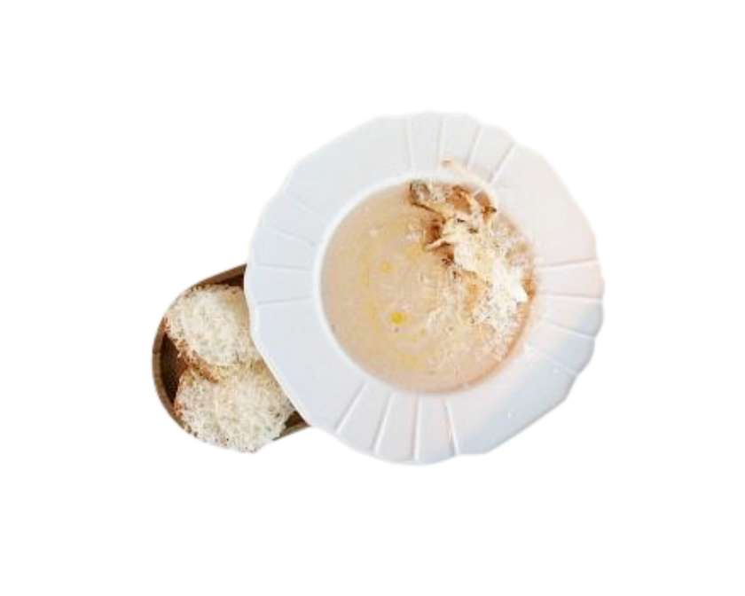 Mushroom Cream Soup with Croutons and Truffle Cream