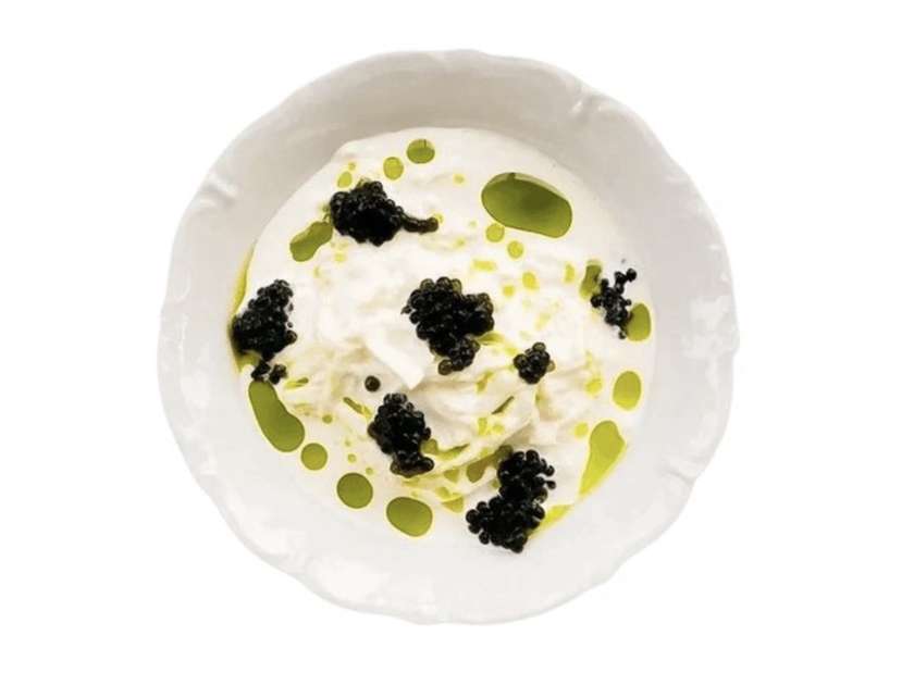 Stracciatella with caviar