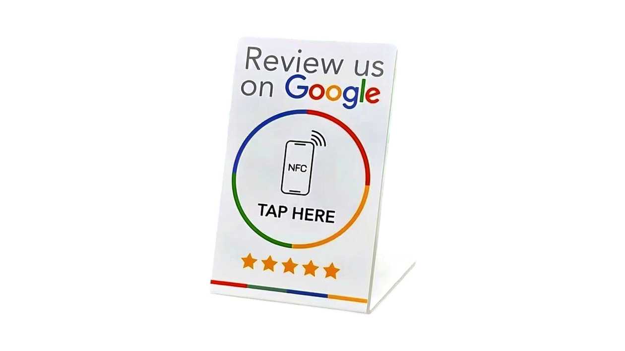 Durable NFC Display Stand for Reviews Tap to Leave a Review 5-Star Rating System