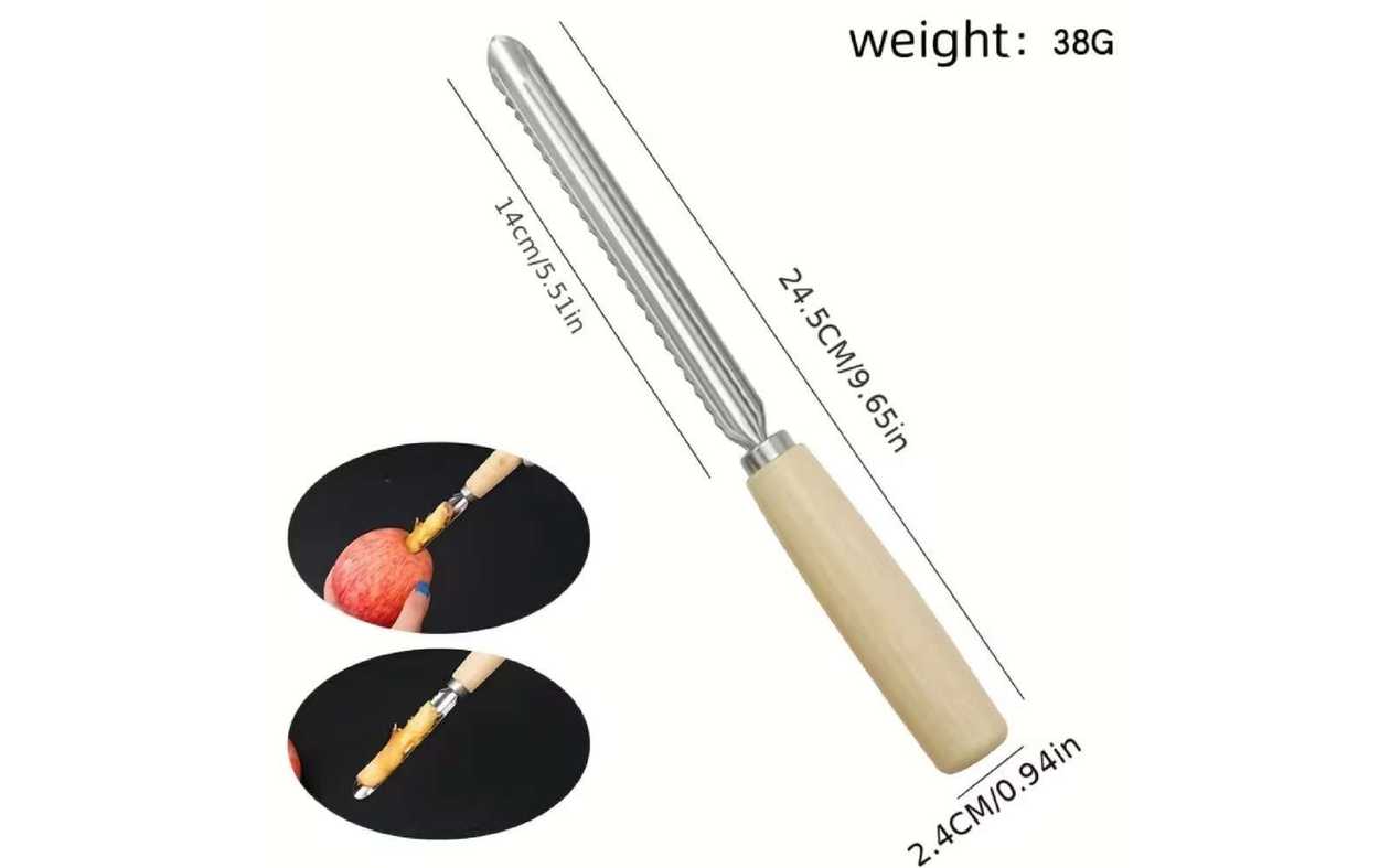 Stainless Steel Fruit & Vegetable Corer with Wooden Handle
