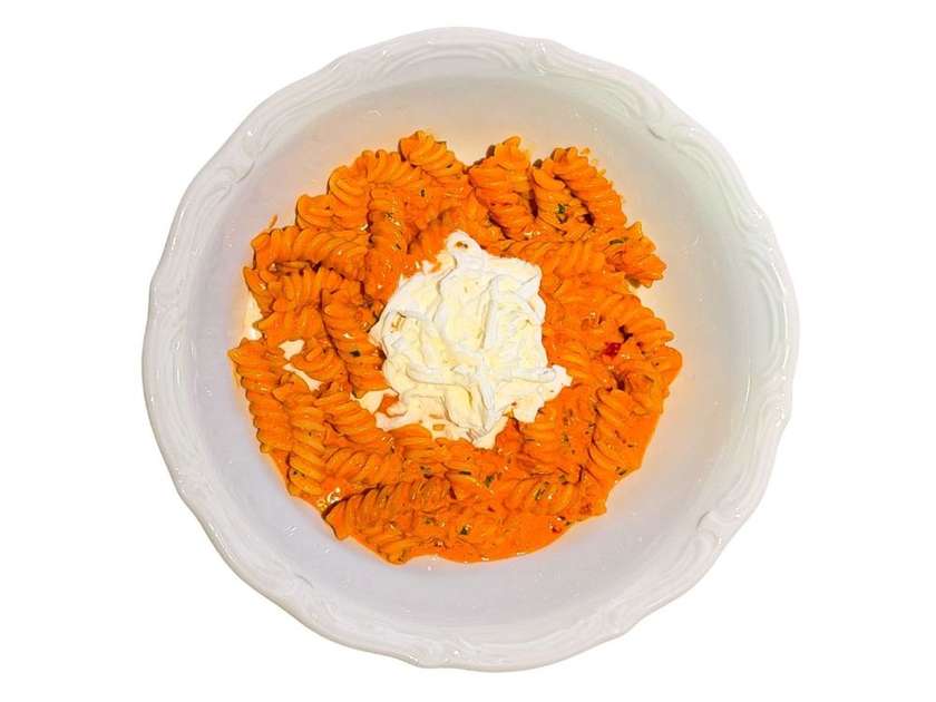 Spicy Fusilli with Nduja and Stracciatella