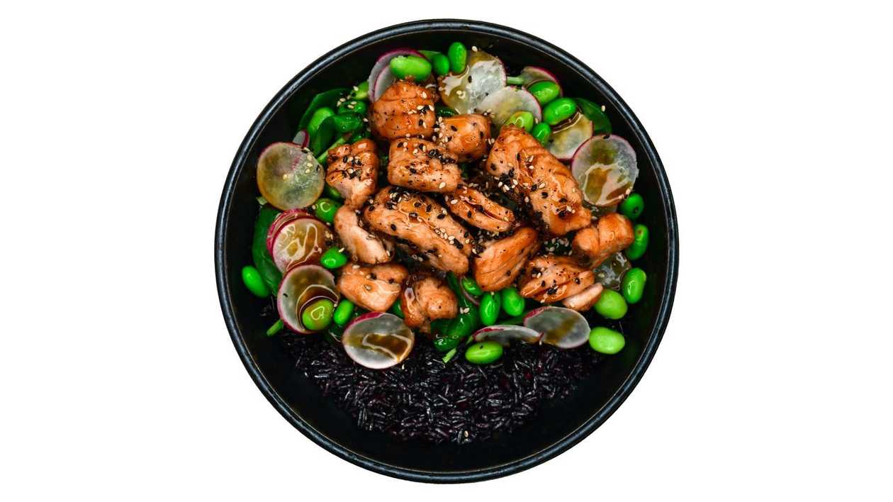 Salmon teriyaki poké