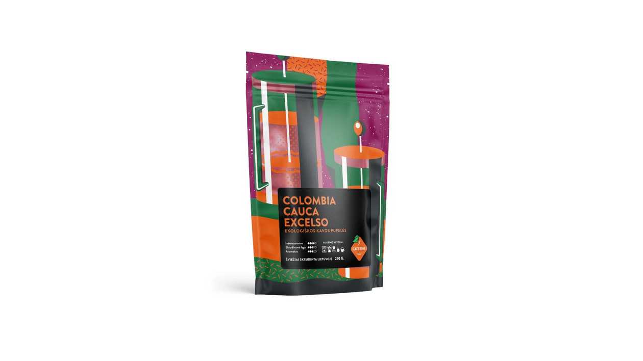 Organic coffee beans Columbia Cauca Excelso 250g