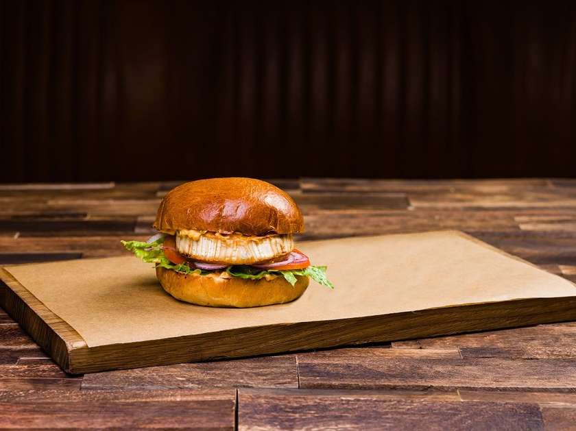 Burger with goat cheese steak