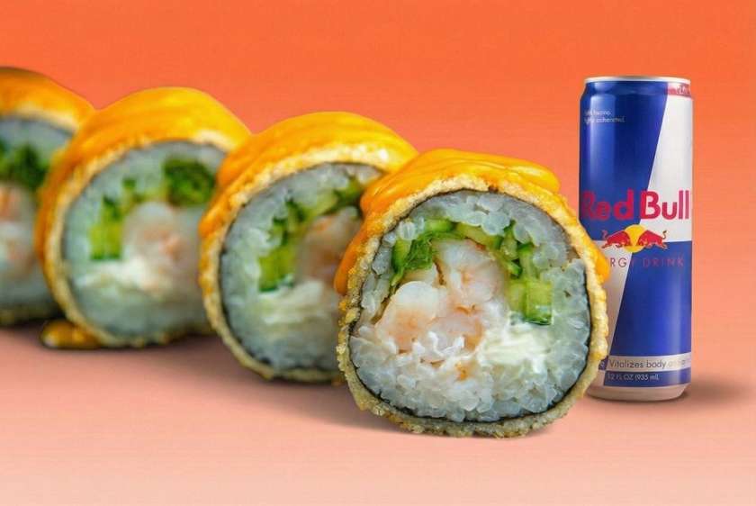 333. Combo Hiidkrevetti tempura (8 tk) + Red Bull