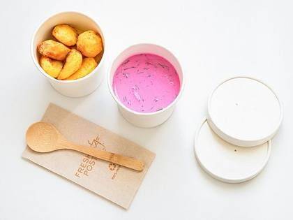 Cold Beetroot Soup with Fried Potatoes