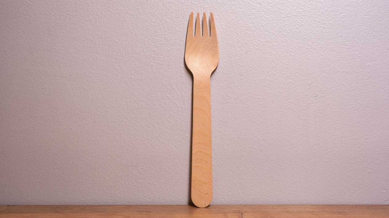 Wooden fork packed