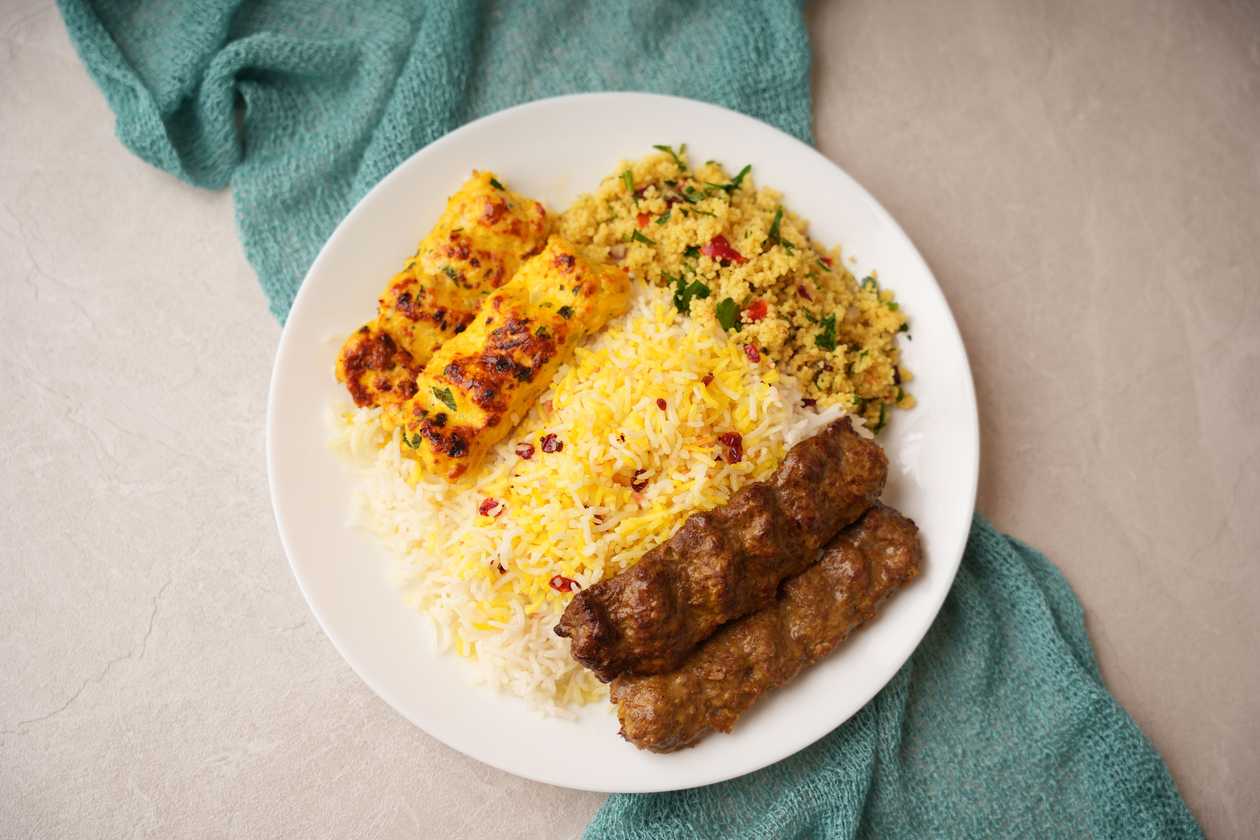 Chicken and Beef Kebab Koobideh Platter